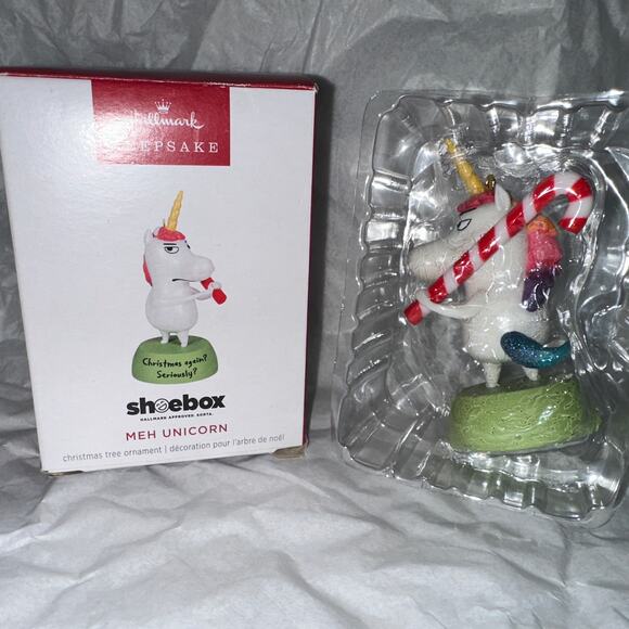 2024 Hallmark Keepsake Shoebox MEH UNICORN Funny Christmas Tree Ornament - Picture 1 of 3